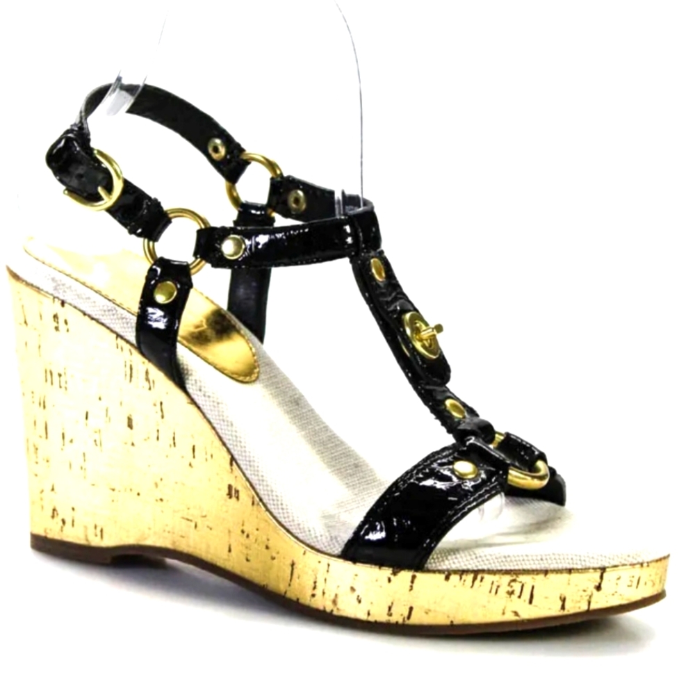 Coach black wedges size 8